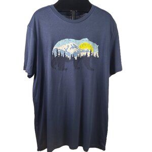 Men's XXL Cotton Blend Blue Bear and Mountain Short Sleeve Tee (t-shirt) NWOT